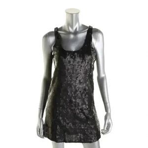 Aqua Women's Black Poly Sequin Lined Sleeveless Dress